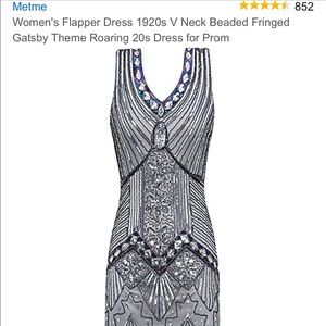 1920s beaded, fringed, flapper dress & gloves